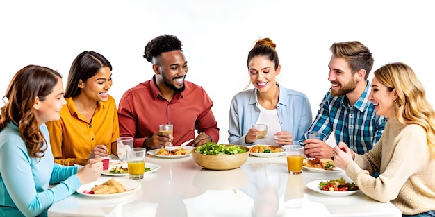 Uśmiechnięci użytkownicy jedzący posiłek